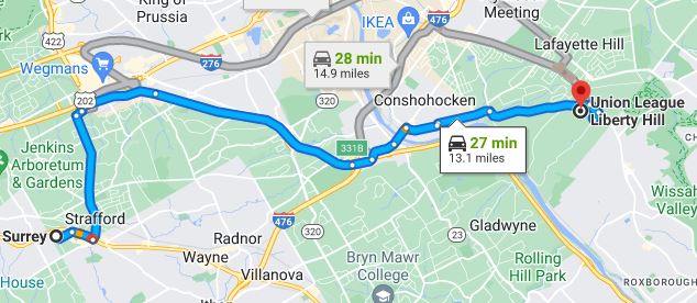 map to Union League Liberty Hill